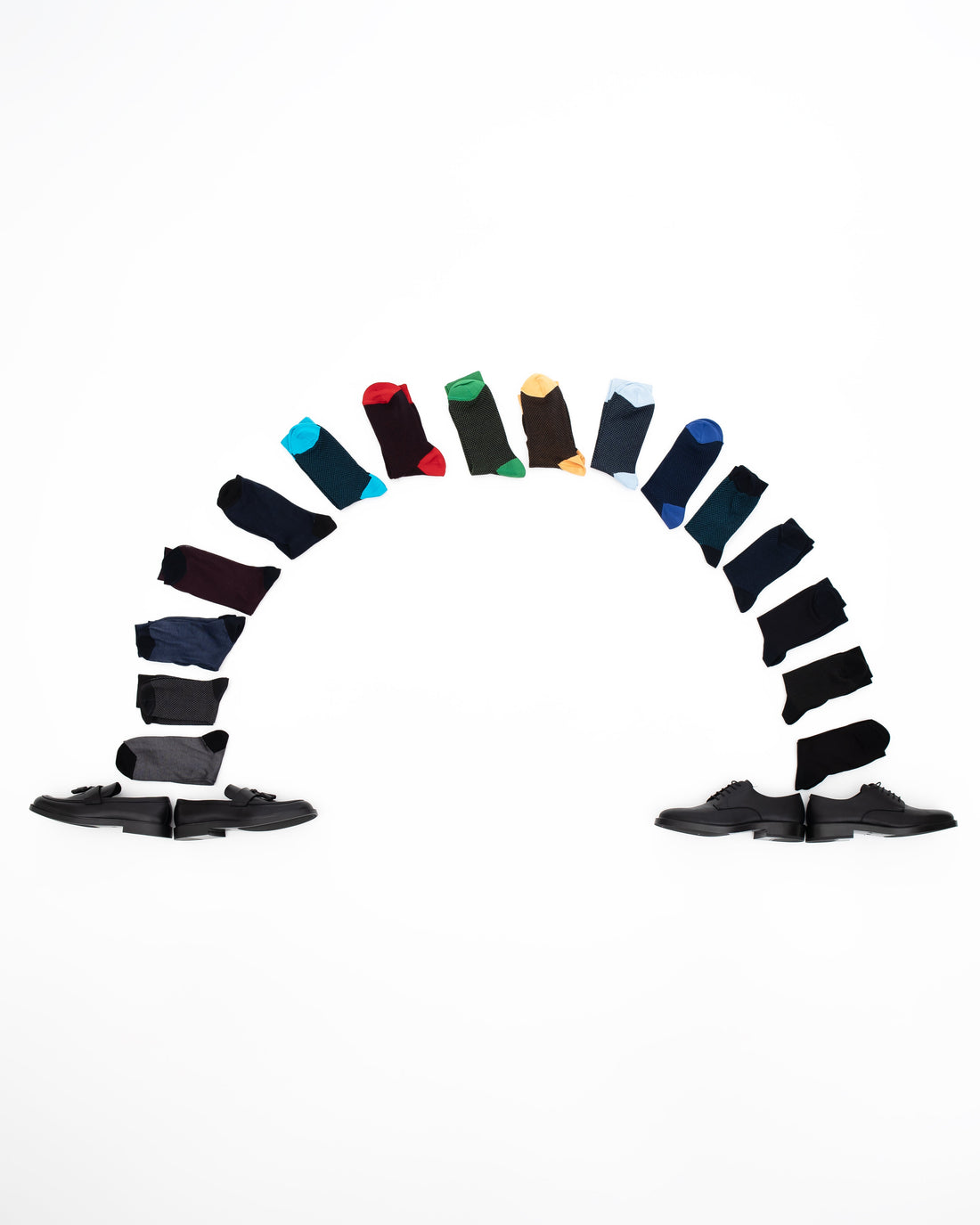 Close-up of premium Italian cotton socks showing reinforced heel and seamless toe construction