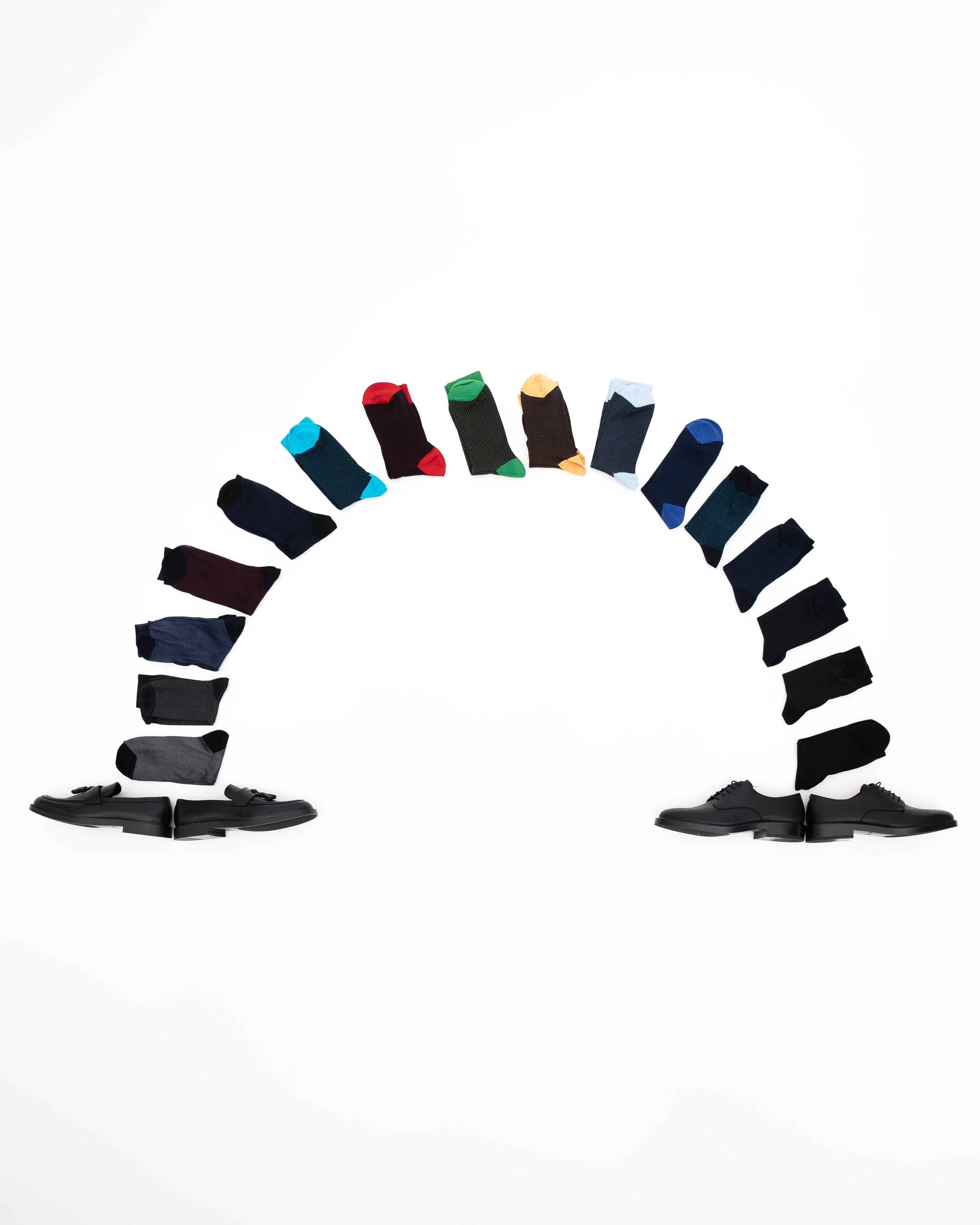 Close-up of premium Italian cotton socks showing reinforced heel and seamless toe construction