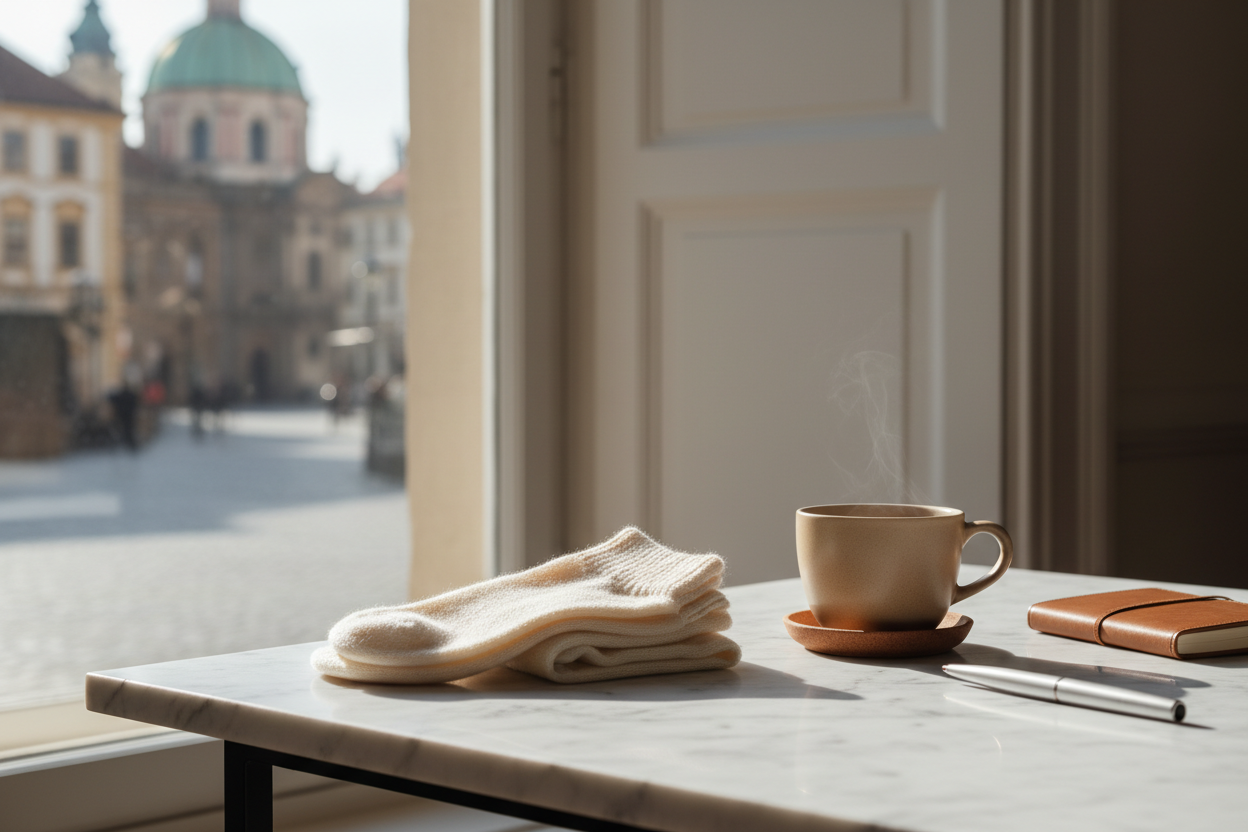 Premium Italian cashmere socks in Prague - luxury hosiery gift box from Snuggo