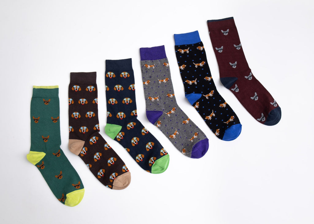 Set of six pattern socks 