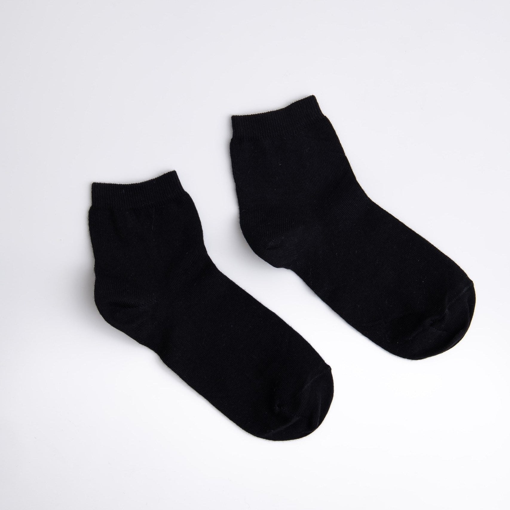 Pair of black ankle socks on a white background buy socks in Prague

 