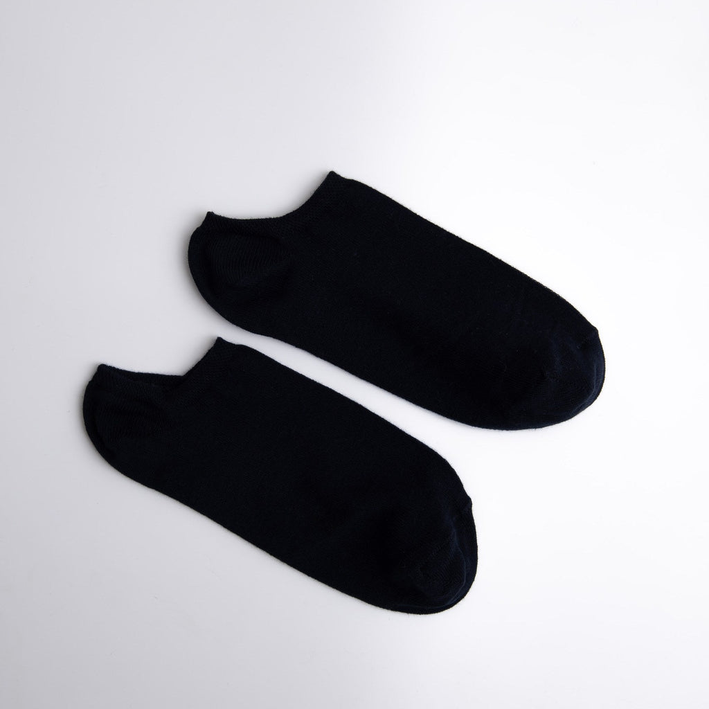 Pair of black ankle socks on a white background

