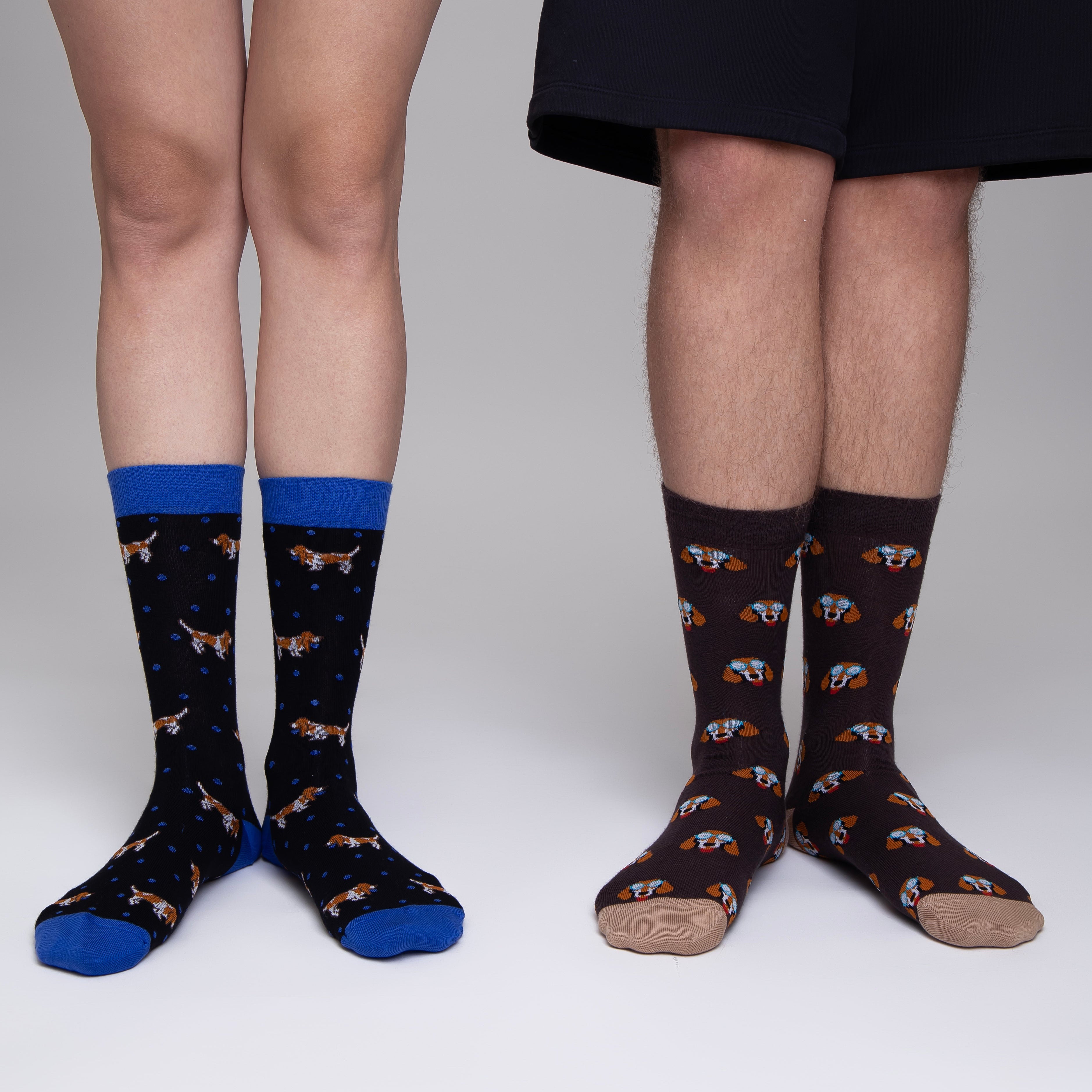 Premium Italian dog pattern socks gift set, six pairs of colorful cotton blend socks