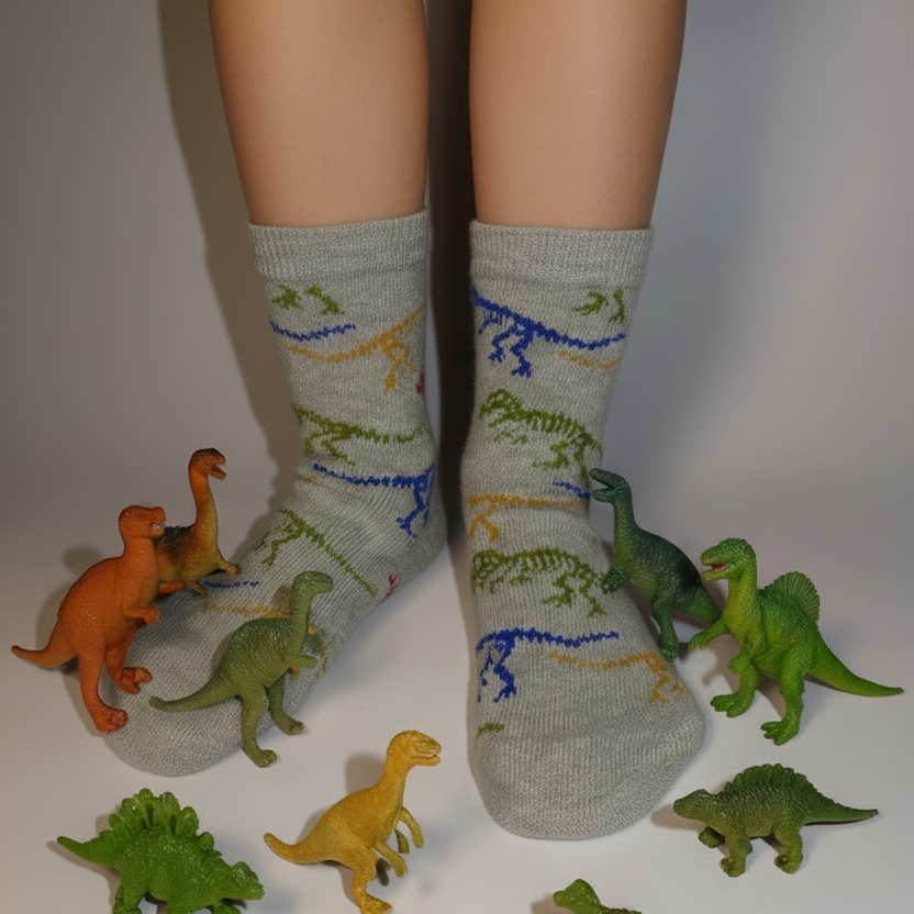 Dětské ponožky s dinosaury Snuggo - bavlněné ponožky pro děti modré černé šedé Praha Česká republika

