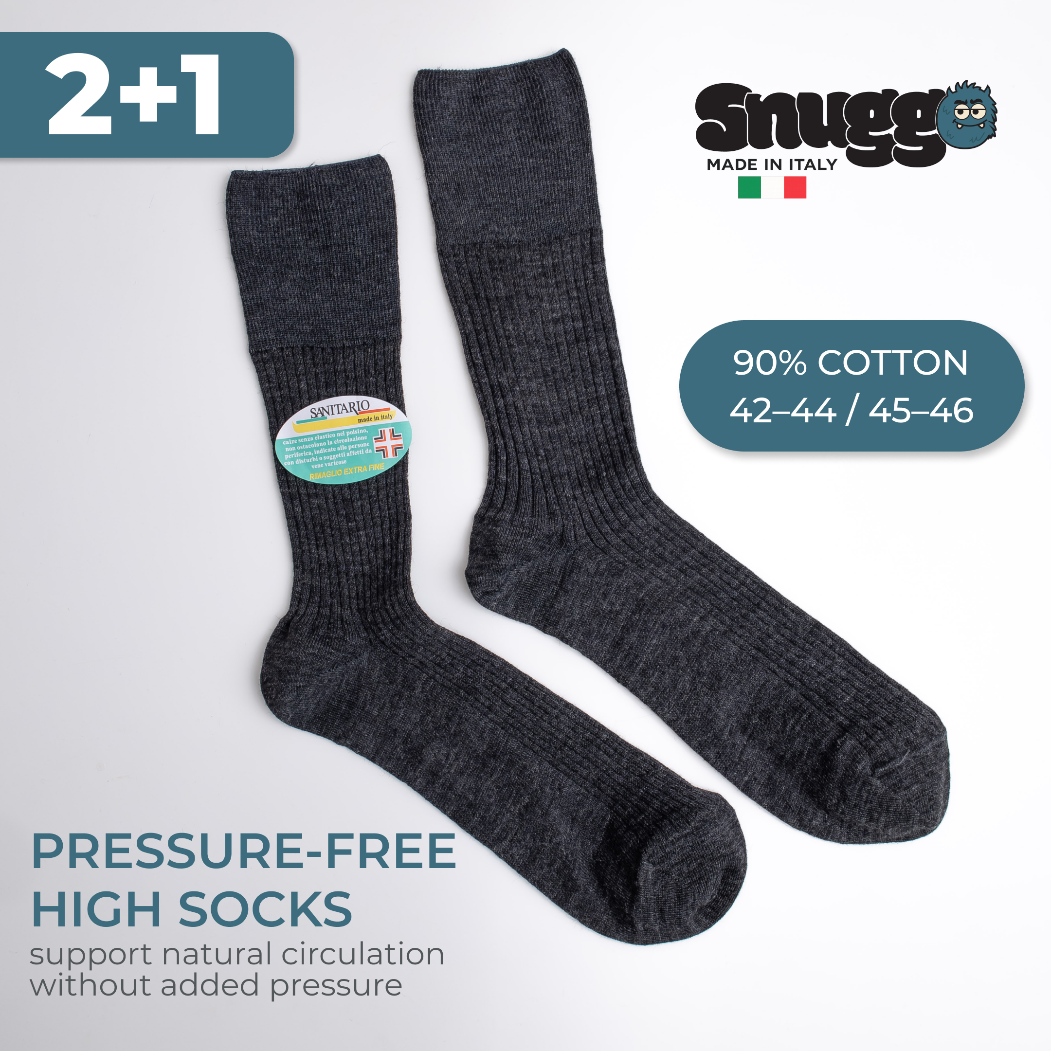 "Pánské bavlněné vysoké ponožky Snuggo bez tlaku"
