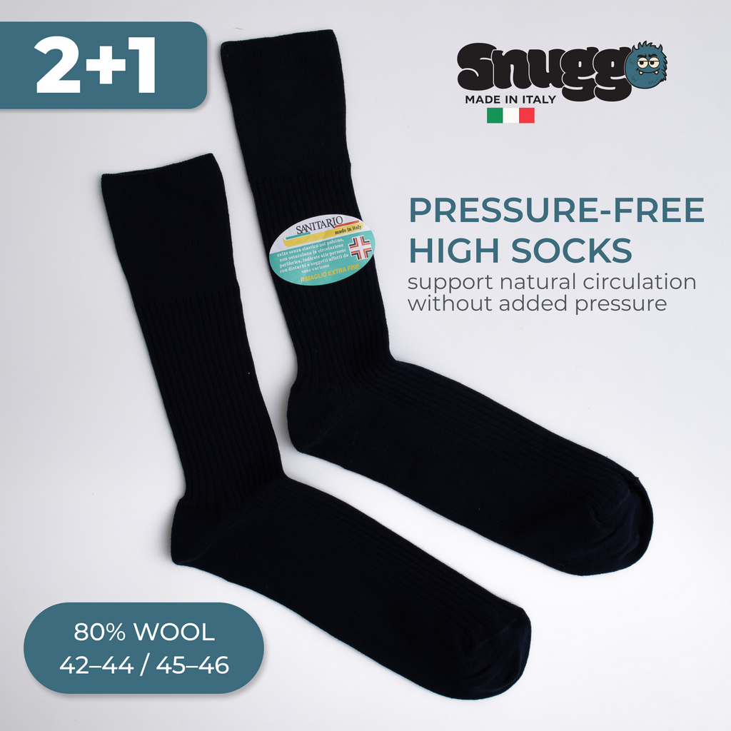 Pánské vlněné vysoké ponožky Snuggo bez tlaku