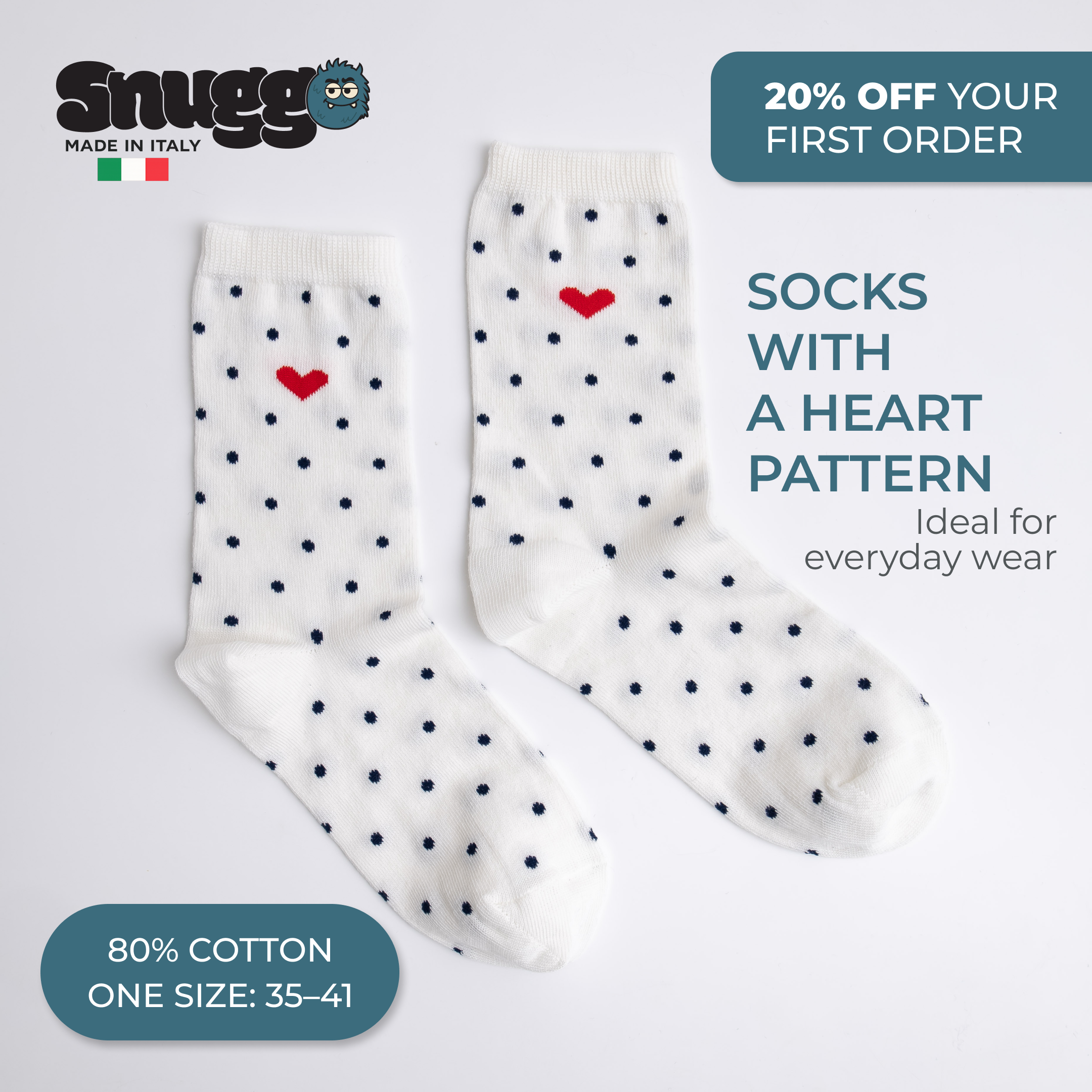 Ponožky se vzorem srdíček pro muže i ženy - Snuggo